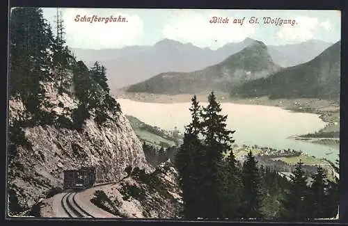 AK St. Wolfgang, Schafbergbahn mit Blick auf St. Wolfgang