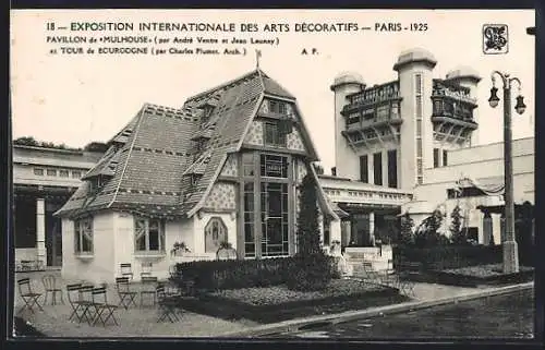 AK Paris, Exposition des Arts décoratifs 1925, Pavillon de Mulhouse - Tour de Bourgogne