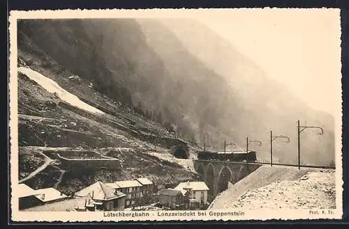 AK Goppenstein, Lonzaviadukt der Lötschbergbahn, Bergbahn