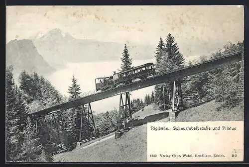 AK Rigibahn mit Schnurtobelbrücke und Pilatus