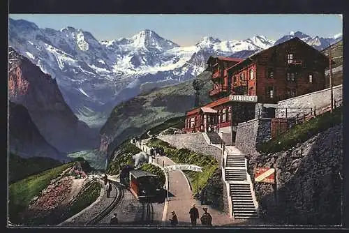 AK Schynige Platte, Hotel Bellevue mit Breithorn und Grosshorn