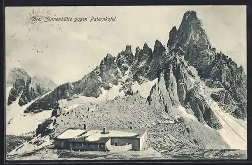 AK Drei Zinnenhütte, Blick gegen Paternkofel