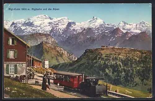 AK Rigi-Kulm, Rigibahn und die Alpen