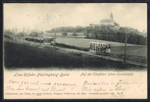 AK Linz /Donau, Bergbahn auf der Talfahrt