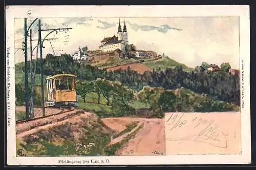 Künstler-AK Edward Harrison Compton: Linz, Pöstlingbergbahn, Verlag Philipp + Kramer