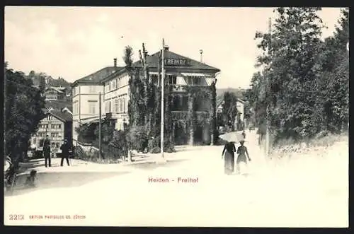 AK Heiden, Strassenpartie am Hotel Freihof