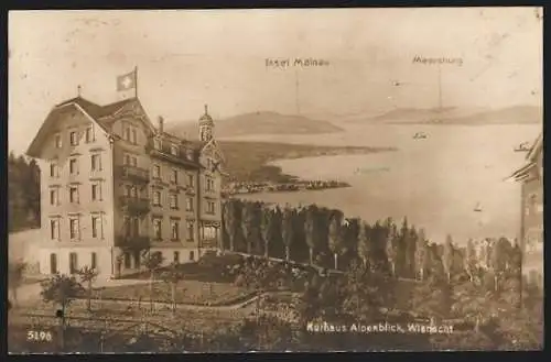 AK Wienacht, Hotel Kurhaus Alpenblick, Blick zur Insel Mainau