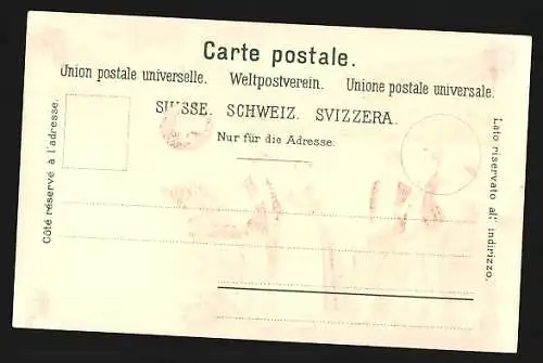 Lithographie Appenzell, Totalansicht, Appenzeller in Tracht beim Tanz