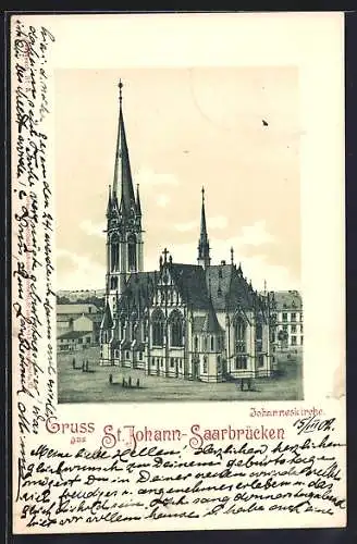 Lithographie Saarbrücken-St. Johann, Johanneskirche