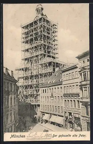 AK München, der gefesselte alte Peter am Petersplatz 1