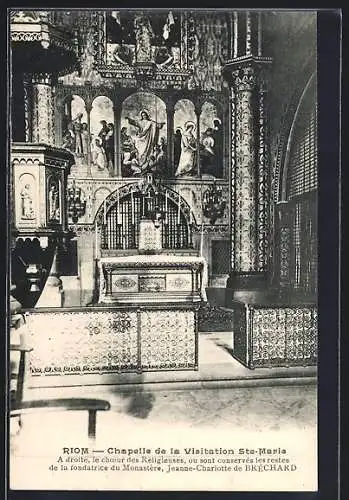 AK Riom, Chapelle de la Visitation Ste-Marie, chœur des Religieuses et reliques de la fondatrice