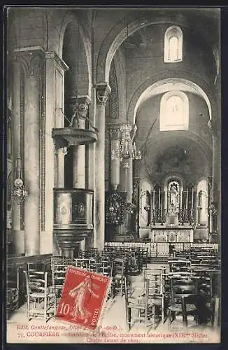 AK Courpière, Intérieur de l`église, monument historique du XIIIe siècle