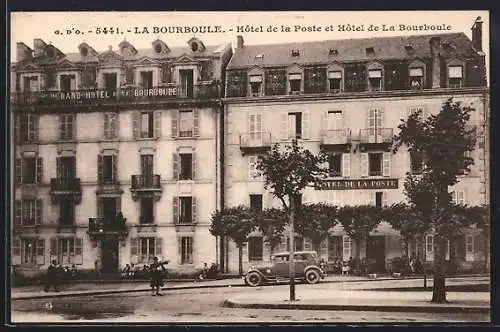 AK La Bourboule, Hôtel de la Poste et Hôtel de La Bourboule