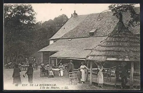 AK La Bourboule, L`Île des Mouches et scène de plein air