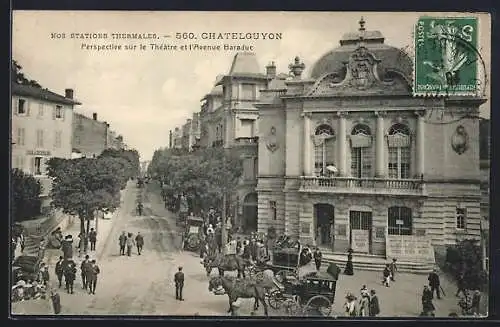 AK Châtelguyon, Perspective sur le Théâtre et l`Avenue Baraduc