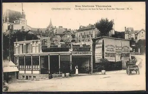 AK Châtel-Guyon, Les magasins en face le Parc et Rue des Thermes