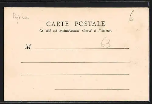 AK Volvic, Église de Volvic et fontaine sur la place centrale