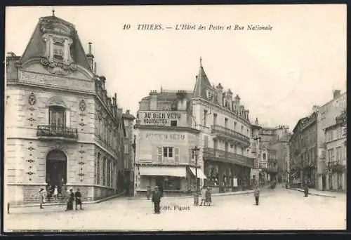 AK Thiers, L`Hôtel des Postes et Rue Nationale