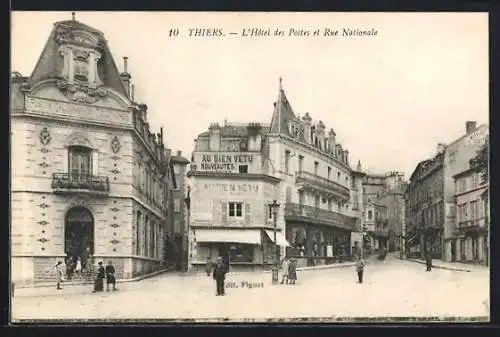 AK Thiers, L`Hôtel des Postes et Rue Nationale