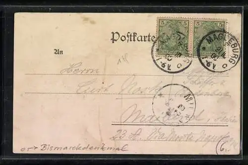 AK Magdeburg, Partie am Bismarckdenkmal