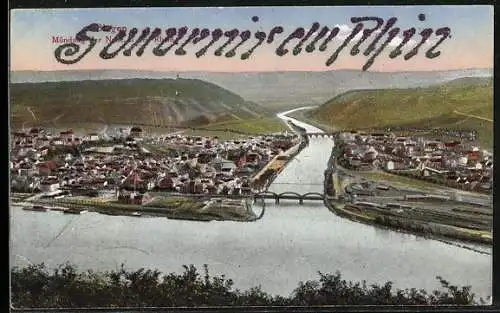 AK Bingen / Rhein, Mündung der Nahe in den Rhein