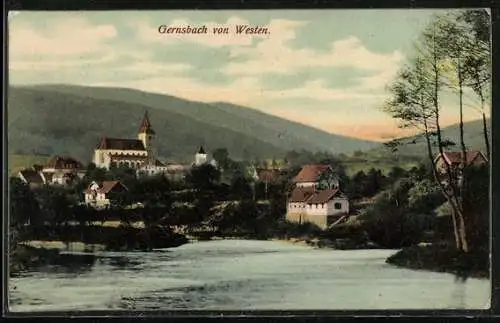 AK Gernsbach, Ortsansicht von Westen