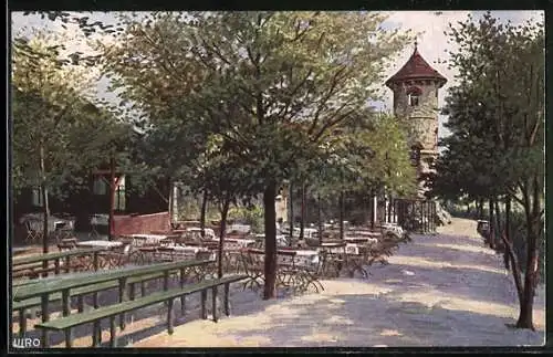 Künstler-AK Jena, Restaurant Landgrafenhaus