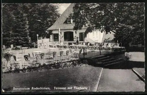 AK Roderbirken, Sanatorium, Terrasse mit Festhalle