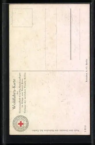 AK Kaiserin Auguste Victoria von Preussen beugt sich über einen Verwundeten im Lazarett und überreicht ihm gelbe Blumen