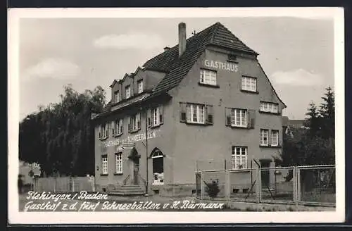 AK Flehingen /Baden, Gasthaus zu den fünf Schneebällen v. H. Bärmann