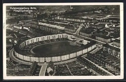 AK Berlin-Britz, Fliegeraufnahme der Hufeisensiedlung, Bauhaus