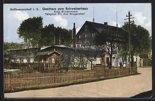 AK Seifhennersdorf i. S., Strassenpartie am Gasthaus zum Schweizerhaus