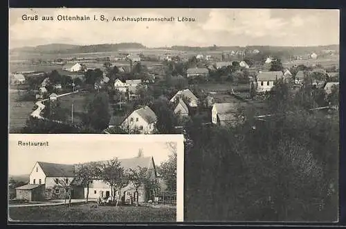 AK Ottenhain i. S. /Amtshauptmannschaft Löbau, Restaurant, Teilansicht