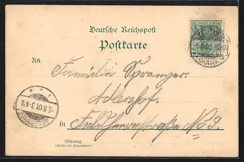 Lithographie Berlin-Rauchfangswerder, Restaurant Wald-Haus, Blick auf Zeuthen