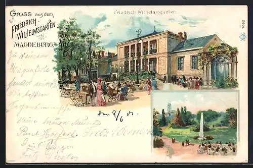 Lithographie Magdeburg, Friedrich-Wilhelmsgarten