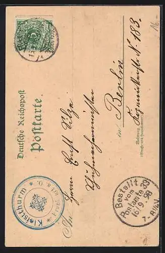 Lithographie Frankfurt a. d. Oder, Gasthaus Kleistthurm v. Emil Vollmann