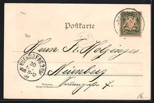 Lithographie Hindelang, Totalansicht der Ortschaft