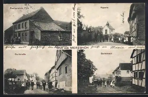 AK Merzbach / Rheinbach, Restaurant Pütz, Kapelle, Dorfstrasse, Gotteskaul