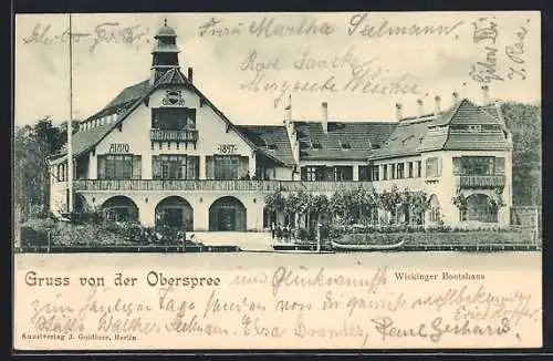 AK Berlin-Oberschöneweide, Wickinger Bootshaus in der Britzerstrasse