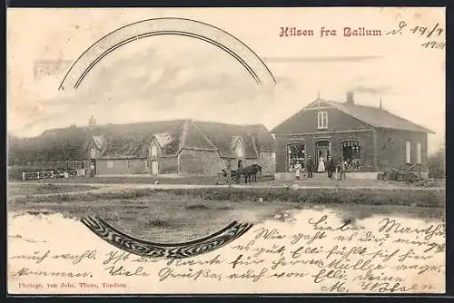 AK Ballum, Gemischtwarenladen und Bauernhaus