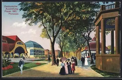 AK Posen, Ostdeutsche Ausstellung 1911, Partie an der Promenade