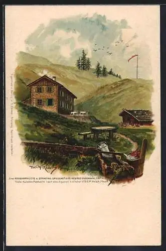 Künstler-AK F.A.C.M. Reisch: Rosskopfhütte bei Sterzing