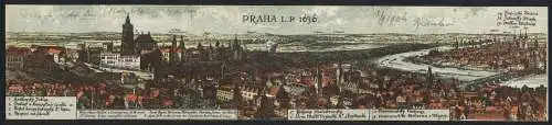 Klapp-AK Prag / Praha, Historische Totalansicht von 1636