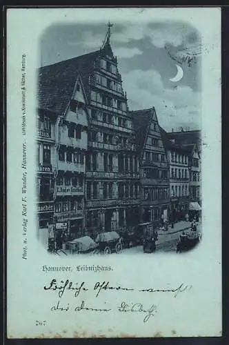 Mondschein-AK Hannover, Leibnizhaus mit Geschäften