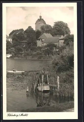 AK Schönberg / Meckl., Teich mit Blick zur Kirche