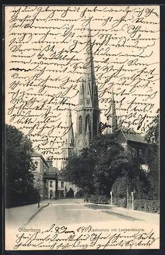 AK Oldenburg / O., Casinoplatz mit Lambertikirche