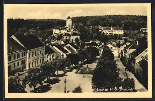 AK Litschau, Stadtplatz mit Blick zur Burg