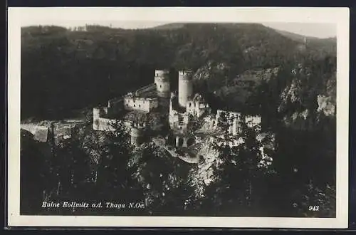 AK Raabs an der Thaya, Ruine Kollmitz aus der Vogelschau