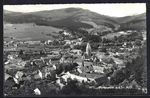 AK Pottenstein a. d. Tr., Gesamtansicht mit Bergpanorama aus der Vogelschau