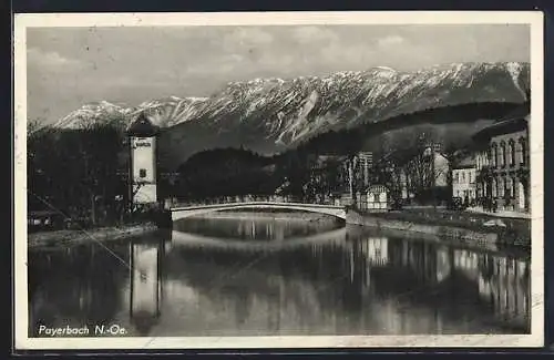 AK Payerbach, Ortspartie an der Brücke über den Fluss